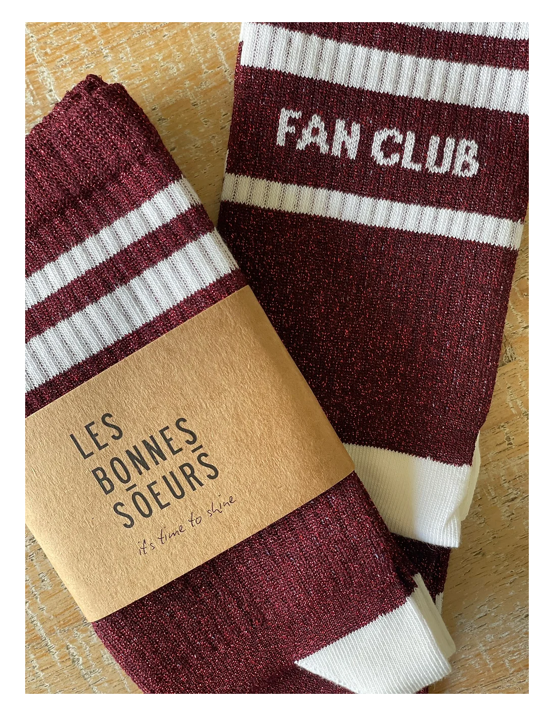 Les bonnes soeurs chaussettes à paillettes bordeaux