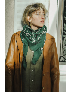 Foulard Laine & soie vert